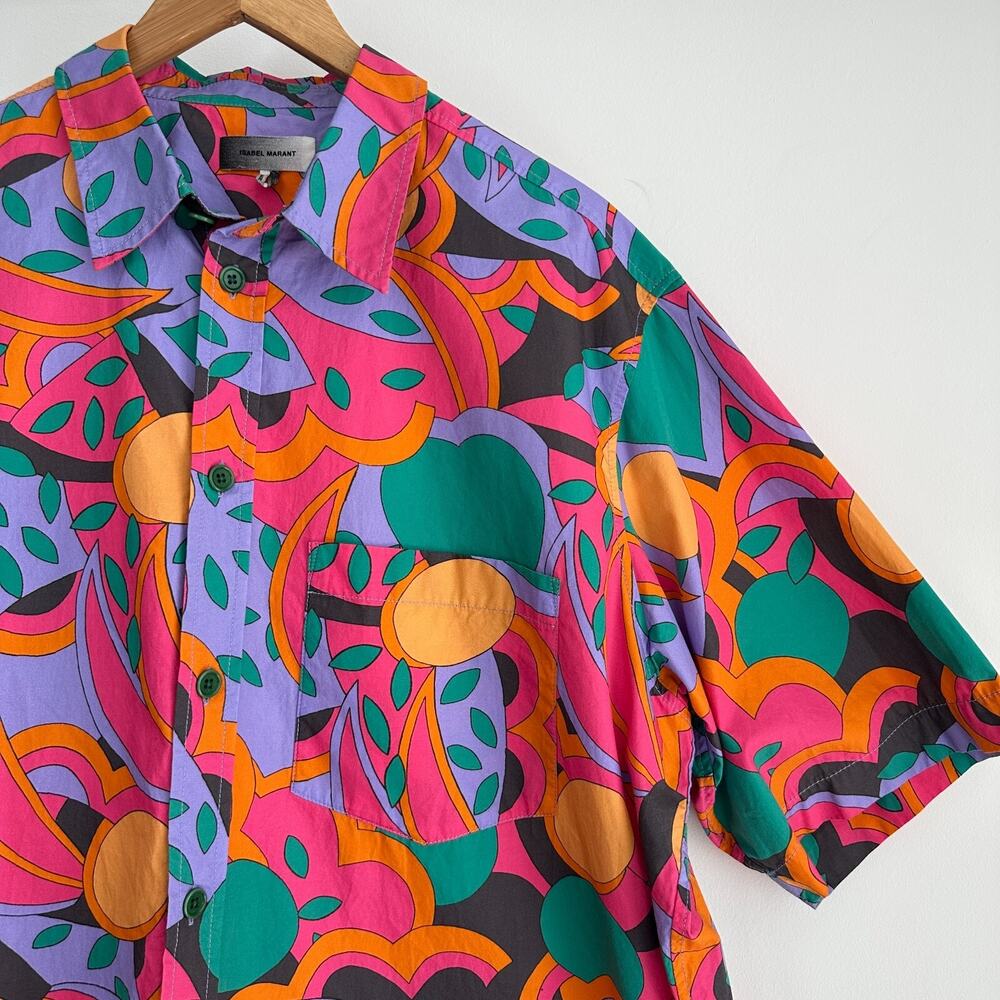 Isabel Marant Shirt Mens XL Psychedelic Disco Funk Groovy Pop Art Miami Vice - Picture 2 of 14